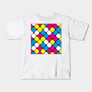 Diagonal Squircle Pattern (CMYK Colours) Kids T-Shirt